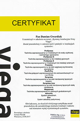 Certyfikat Viega